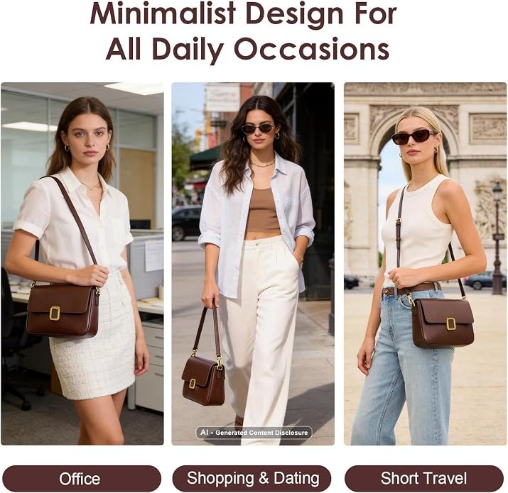 Leather Shoulder Bag Crossbody Purse with Adjustable Strap - Image 2