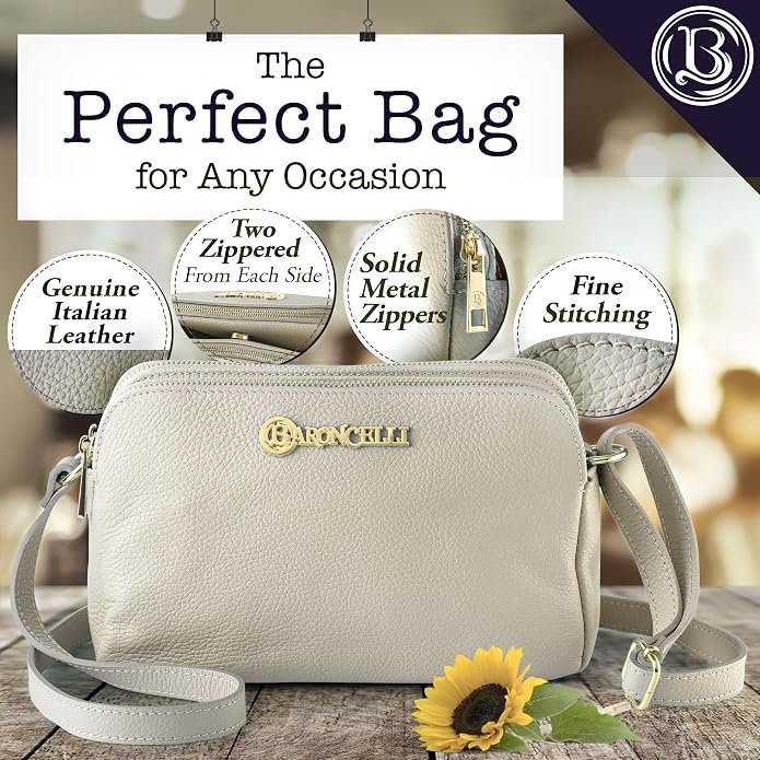 Baroncelli Crossbody Bag Genuine Italian Soft Leather - Image 3