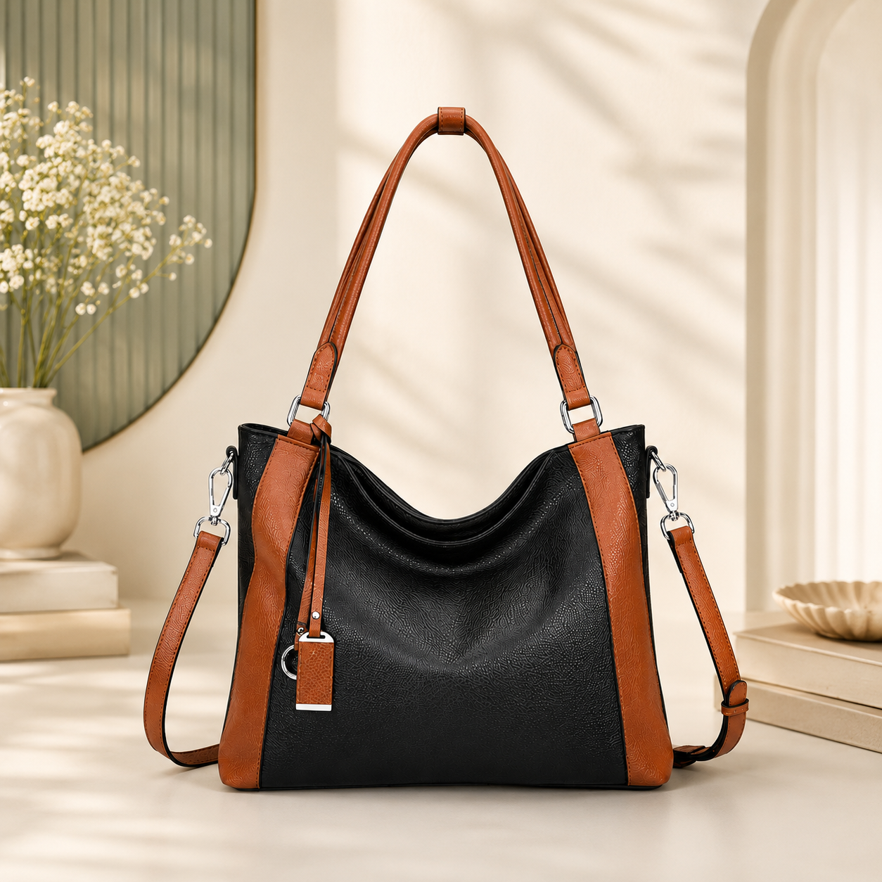 Genuine Leather Hobo Bag for Women Shoulder Purse